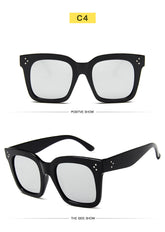 2025 Sunglasses Lady Flat Top Eyewear Lunette Femme Women Luxury Brand Sunglasses Women Rivet Sun Glasse UV400 - Lena & Miles Exquisite Boutique LLC.