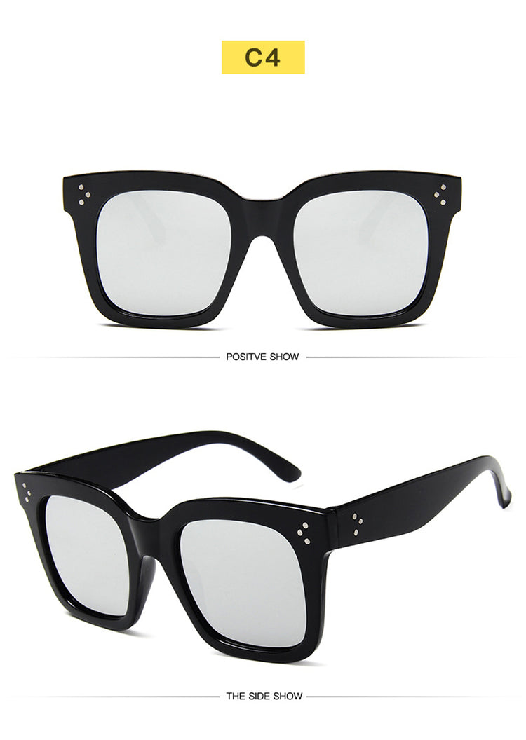 2025 Sunglasses Lady Flat Top Eyewear Lunette Femme Women Luxury Brand Sunglasses Women Rivet Sun Glasse UV400 - Lena & Miles Exquisite Boutique LLC.