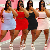 Summer Women Two Piece Outfits Wholesale Dress Sets Sexy Crop Tops and Skirt Suit with Short Casual Plus Size Sets Dropshipping - Lena & Miles Exquisite Boutique LLC.