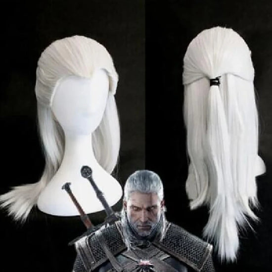 HAIRJOY Silver White Cosplay Wig Long Straight Costume Wigs Synthetic Hair Heat Resistant Fiber