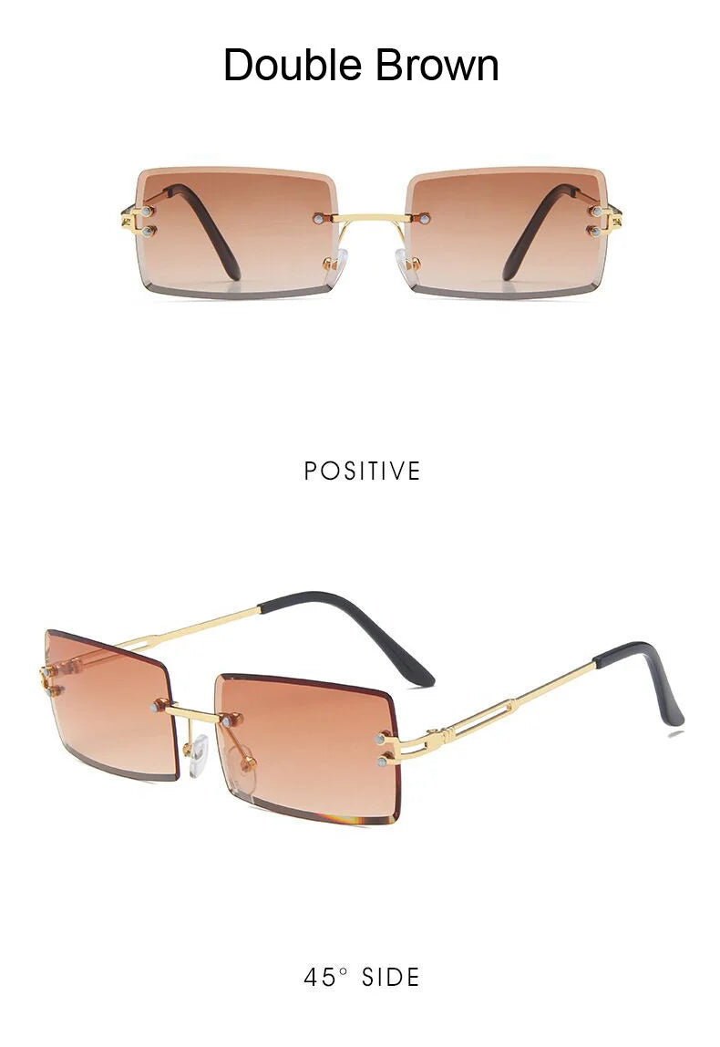 Rimless Square Sunglasses Man Brand Designer - Lena & Miles Exquisite Boutique LLC.