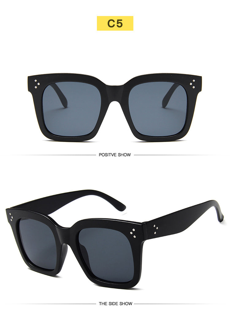 2025 Sunglasses Lady Flat Top Eyewear Lunette Femme Women Luxury Brand Sunglasses Women Rivet Sun Glasse UV400 - Lena & Miles Exquisite Boutique LLC.