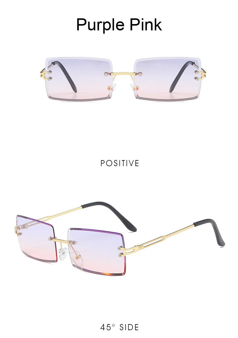 Rimless Square Sunglasses Man Brand Designer - Lena & Miles Exquisite Boutique LLC.