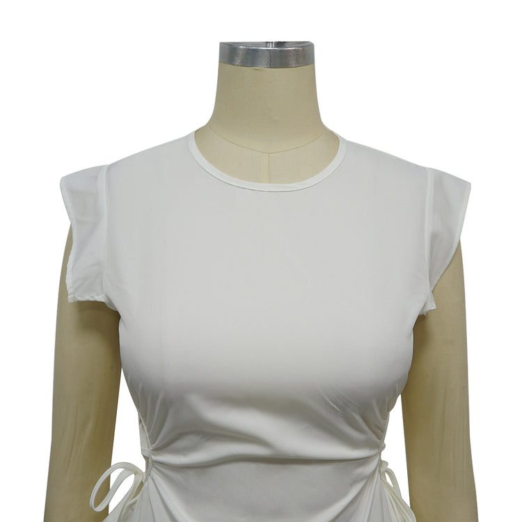 CMYAYA Loose DrawString Women O-neck Sleeve - Lena & Miles Exquisite Boutique LLC.