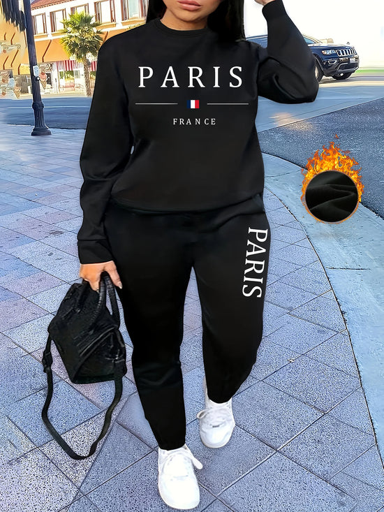 Womans Tracksuit Two-piece Set: Hooded Sweatshirt + Sports Pants. Ladies&