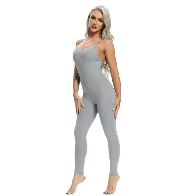 Women Yoga Jumpsuit Backless Workout Catsuit Bodysuit Sleeveless Gym Bodycon Romper Sportswear Fitness Yoga Suit Sexy Sport Set - Lena & Miles Exquisite Boutique LLC.