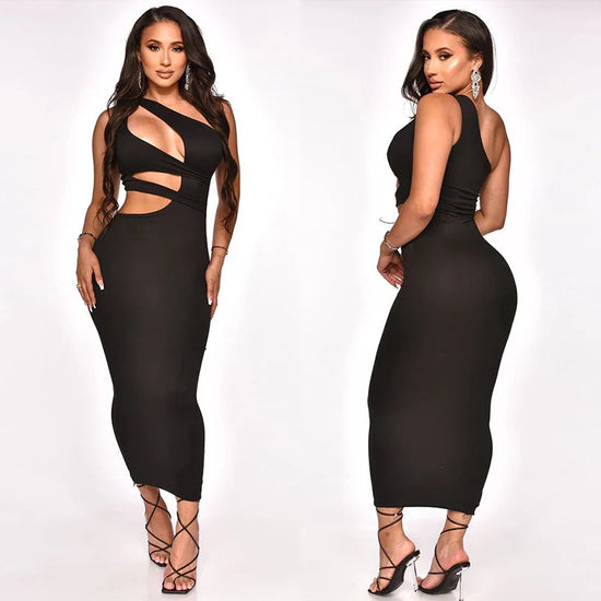 Diagonal Collar Sexy Dress Women Y2K Summer Trend Hollow Mesh Patchwork