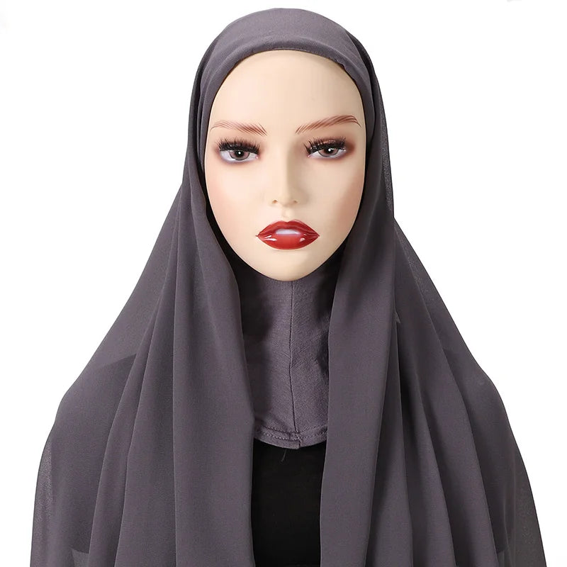 Full Cover Inner Muslim Chiffon Hijab Instant Scarf Islamic Cap Head Wear Caps Underscarf Bone Bonnet Headcover - Lena & Miles Exquisite Boutique LLC.
