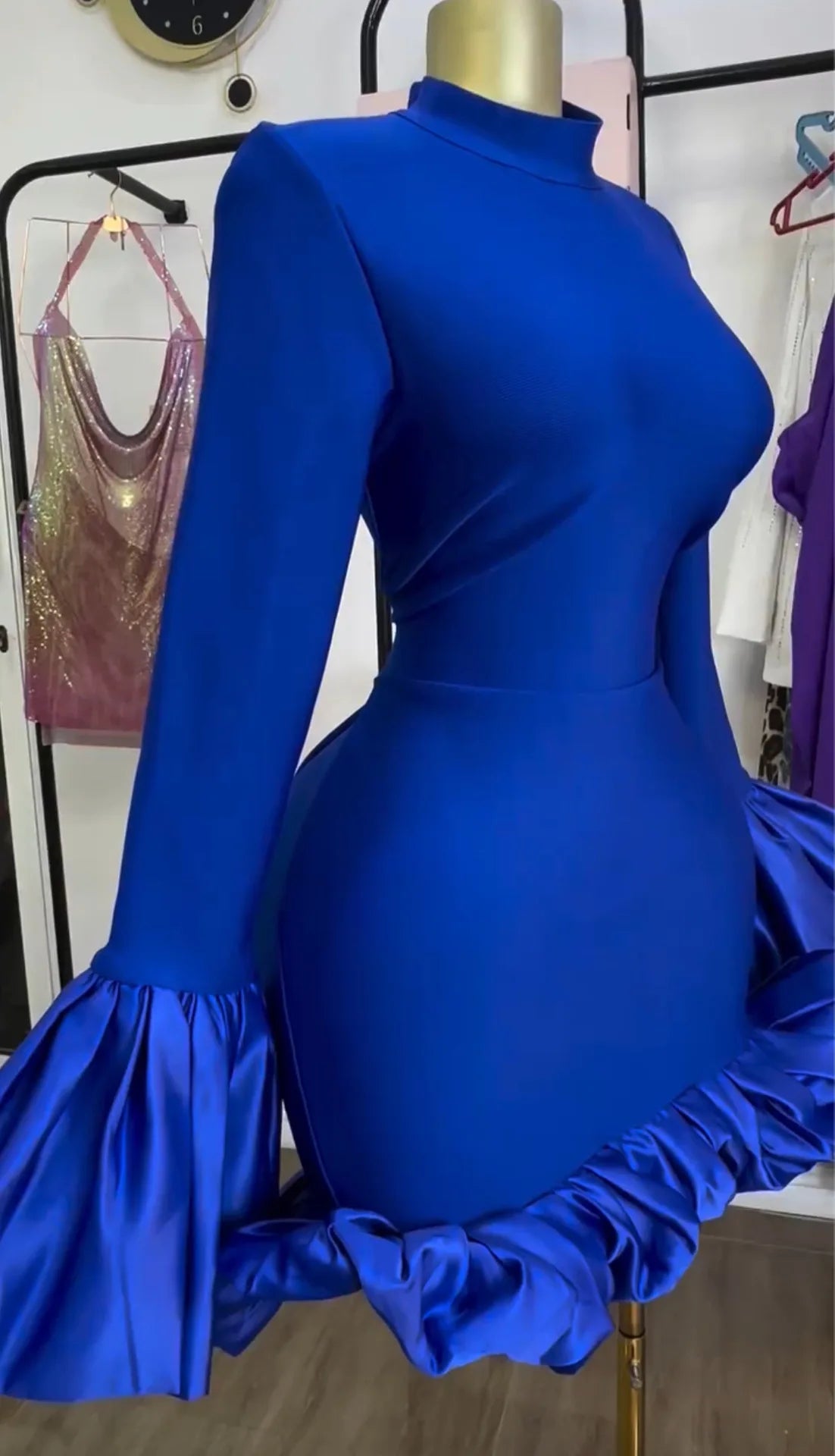 CM.YAYA Women O-neck Long Flare Sleeve Ruff - Lena & Miles Exquisite Boutique LLC.