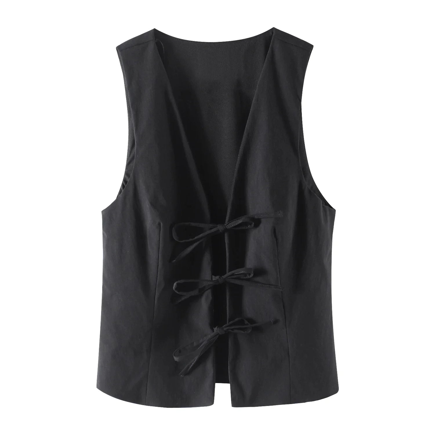 TRAFZA Women Fashion Lace Up Vest V Neck - Lena & Miles Exquisite Boutique LLC.