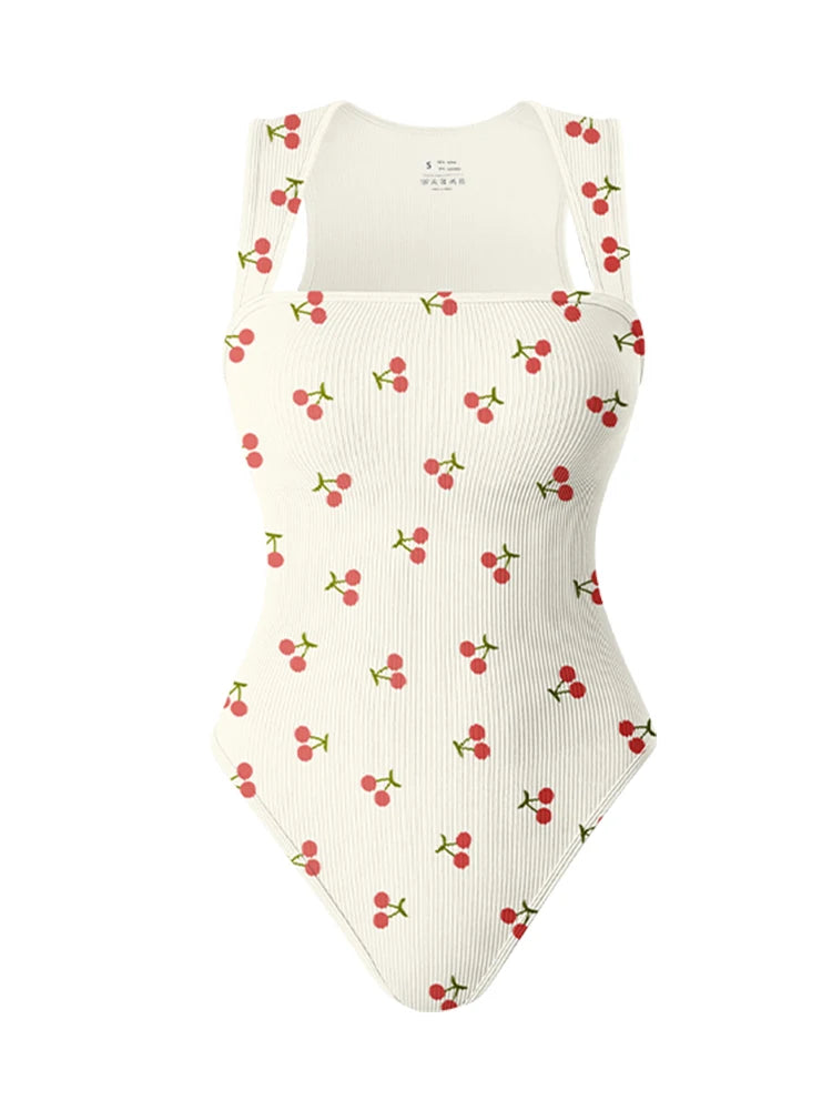 Summer New Fashion Square Collar Solid Color Sleeveless Bodysuit High Waist Sexy Tight Women&