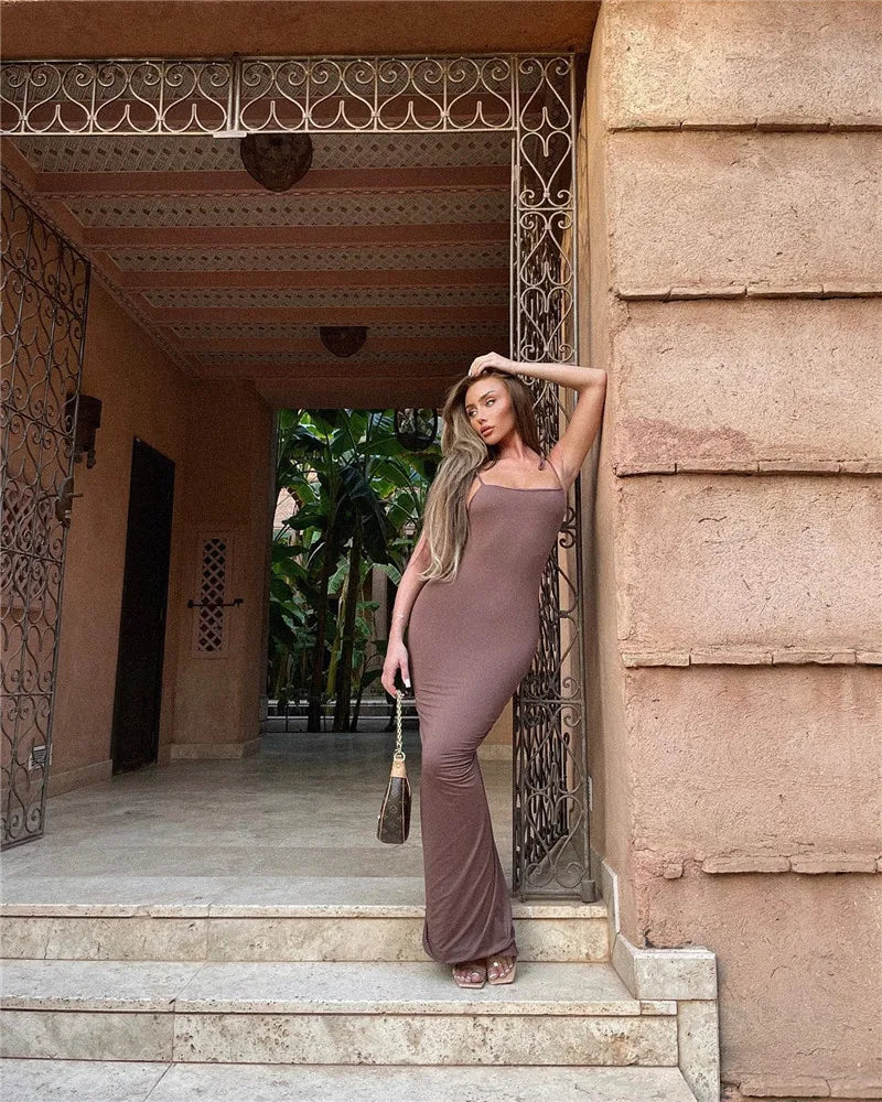 Mozision Spaghetti Strap Backless Bodycon - Lena & Miles Exquisite Boutique LLC.