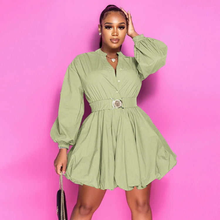 CM.YAYA Long Sleeve with Belt Single Breasted - Lena & Miles Exquisite Boutique LLC.