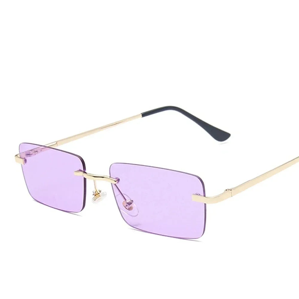 Rimless Rectangle Sunglasses Women UV400 Driving Sun Glasses Men Clear Color Summer Accessories Square Small Size - Lena & Miles Exquisite Boutique LLC.
