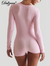 Dulzura Skinny Long Sleeve Playsuits Solid Bodycon Jumpsuits Rompers Evening Party Club Holiday Workout Sport Women Clothes Y2K - Lena & Miles Exquisite Boutique LLC.