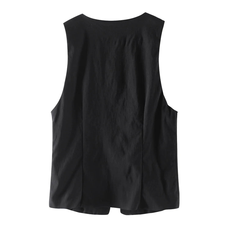 TRAFZA Women Fashion Lace Up Vest V Neck - Lena & Miles Exquisite Boutique LLC.