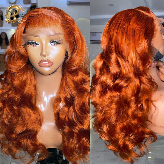 Orange Ginger Human Hair Wig Brazilian Body Wave Human Hair Wigs For Women PrePlucked 30 36 Inch 13x4 13x6 HD Lace Front Wig