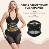 Women Body Shaper Cross Compression Tummy Control Butt Lifter Mesh Shapewear Bodysuit Faja With Open Crotch - Lena & Miles Exquisite Boutique LLC.