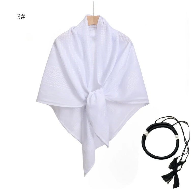 Arab Shemagh Muslim Keffiyeh Head Wrap Tactical Desert Head Neck Scarf Military Shawl Arabic Scarf Headwear with Agal Rope - Lena & Miles Exquisite Boutique LLC.