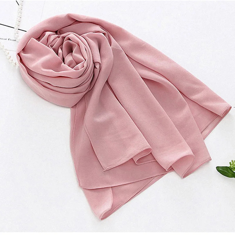 Muslim Chiffon Hijab Scarf Women Long Solid Colo Women Hijabs Scarves Ladies Muslim Veil Jersey Hijabs - Lena & Miles Exquisite Boutique LLC.