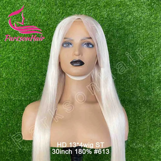 #60 Color Platinum Ash Blonde Lace Front Wigs Human Hair White 13x4 13X6 HD Transparent Lace Frontal Wig For Women Pre Plucked