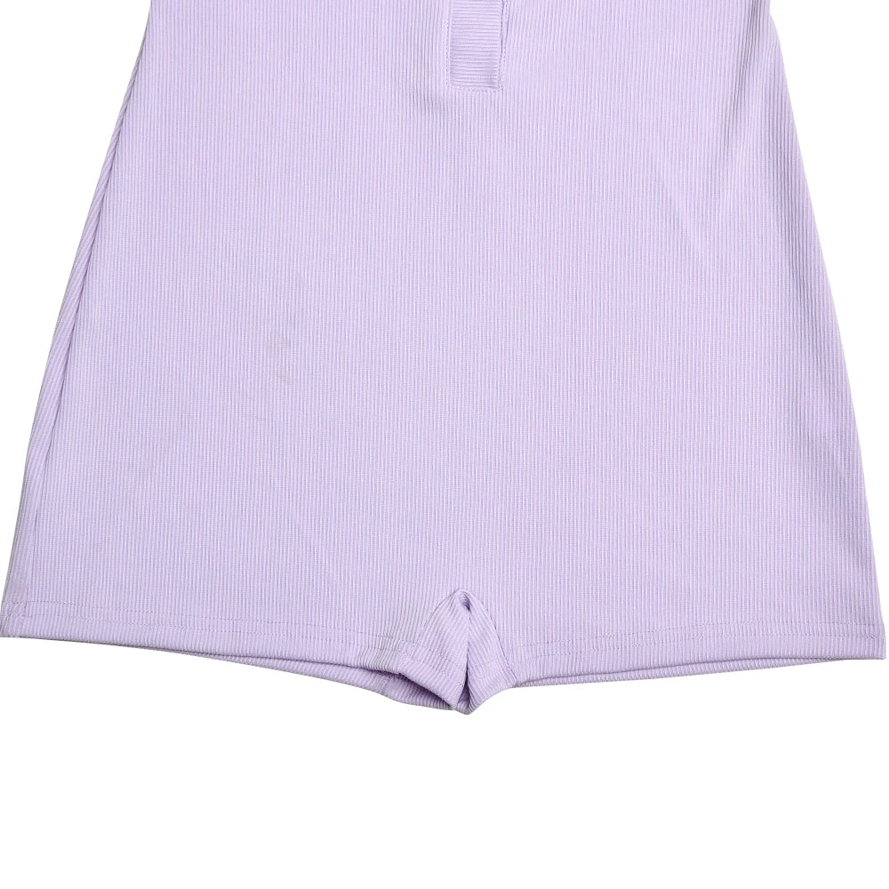 Sibybo Basics Ribbed Playsuit Casual Long Sleeves Button Top Fashion Solid Color High Waist Skinny Playsuit Autumn Women Clothes - Lena & Miles Exquisite Boutique LLC.