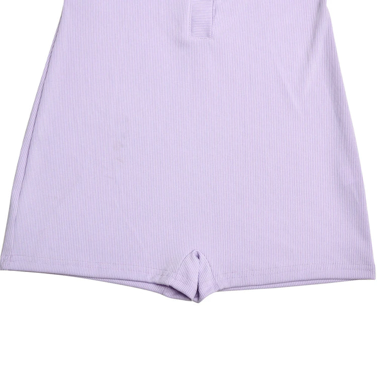 Sibybo Basics Ribbed Playsuit Casual Long Sleeves Button Top Fashion Solid Color High Waist Skinny Playsuit Autumn Women Clothes - Lena & Miles Exquisite Boutique LLC.