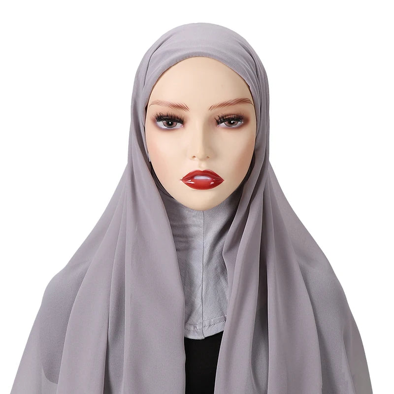 Full Cover Inner Muslim Chiffon Hijab Instant Scarf Islamic Cap Head Wear Caps Underscarf Bone Bonnet Headcover - Lena & Miles Exquisite Boutique LLC.