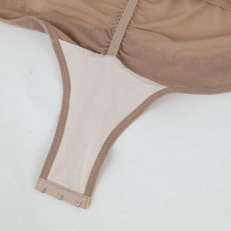 Women Tummy Control Body Shaper Mesh Slimming Waist Briefs Bodysuit V Neck Body Shaper Butt Lifter Smooth Body with Built in Bra - Lena & Miles Exquisite Boutique LLC.