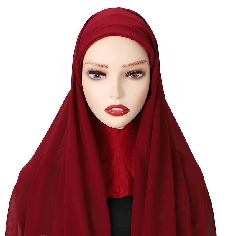 Full Cover Inner Muslim Chiffon Hijab Instant Scarf Islamic Cap Head Wear Caps Underscarf Bone Bonnet Headcover - Lena & Miles Exquisite Boutique LLC.