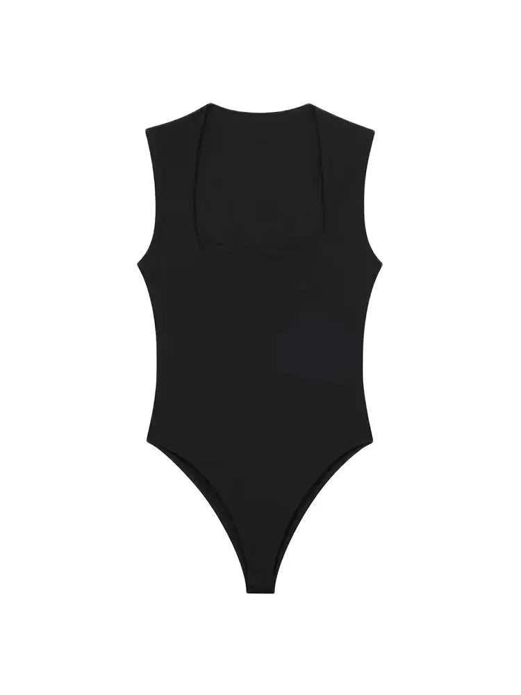 TRZA-Skinny Bodysuits for Women, Sexy Fashion, Square Neck, Sleeveless, Snap-Button, Female Playsuits, Mujer - Lena & Miles Exquisite Boutique LLC.