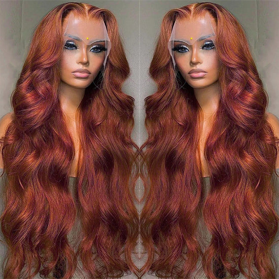 Reddish Brown Body Wave Lace Frontal Human Hair Wig 13x6 Transparent Lace Frontal Wig 13x4 Glueless Wigs For Women
