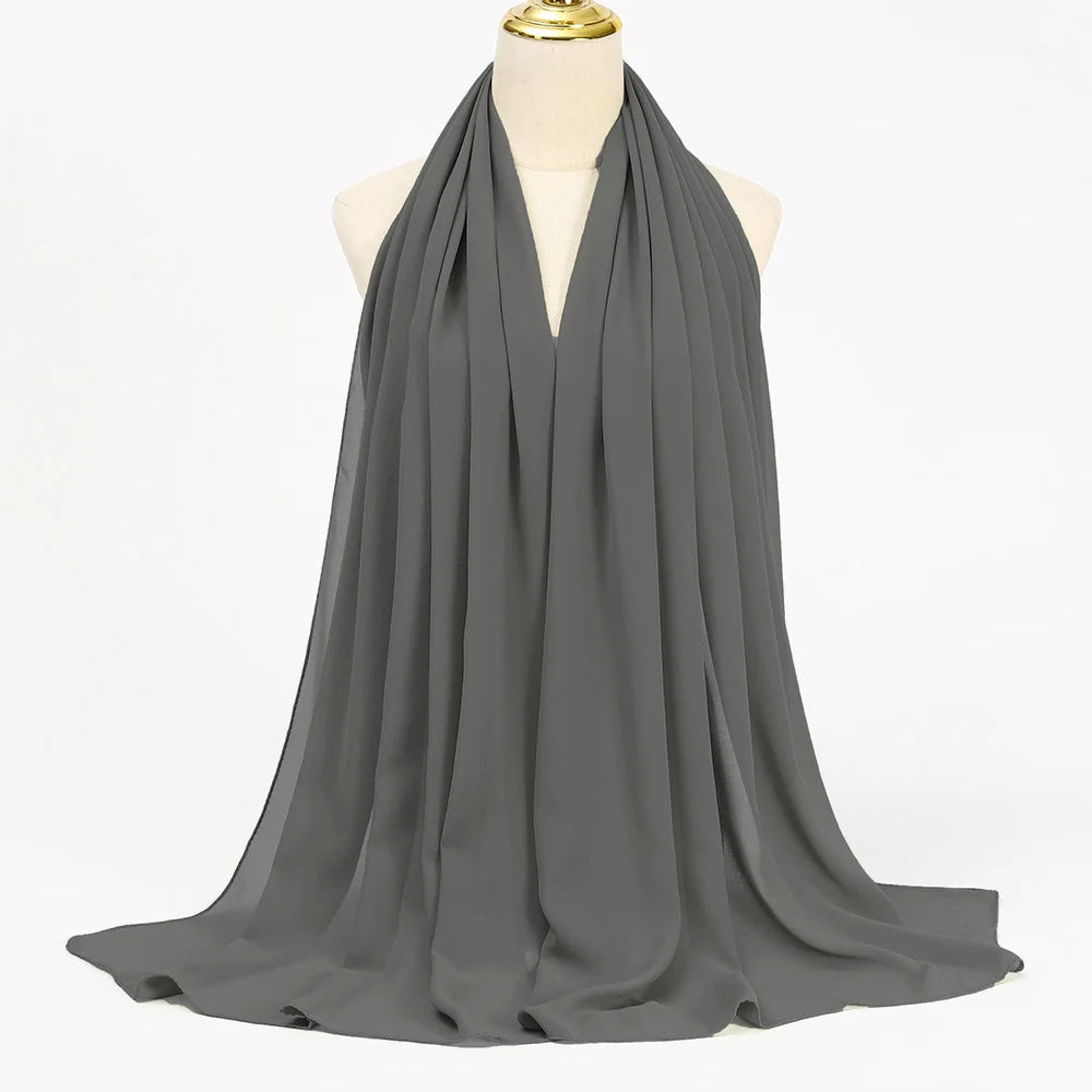 Ramadan Muslim Chiffon Hijabs For Woman Plain - Lena & Miles Exquisite Boutique LLC.
