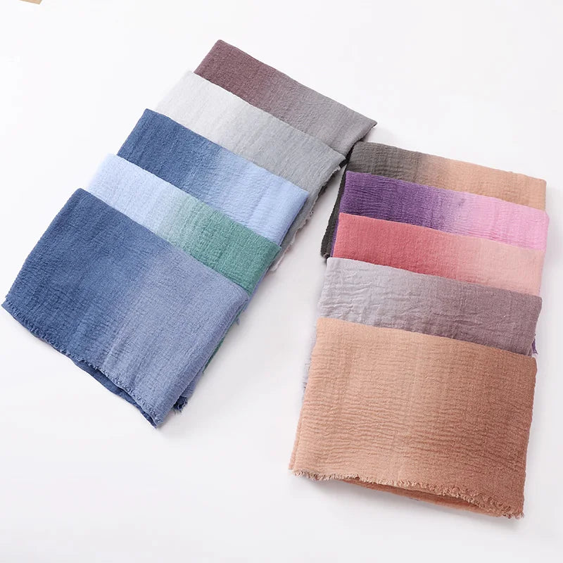 Two Color Crinkle Gradient Color Hijab Tie-Dye - Lena & Miles Exquisite Boutique LLC.