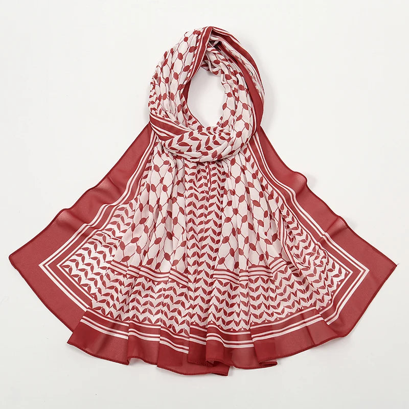 Hot Arab Chiffon Scarf Women Muslim Hijab Islamic Scarves Shawl Printed Arab Long Prayer Scarf Breathable Uae Plaid Long Scarf - Lena & Miles Exquisite Boutique LLC.