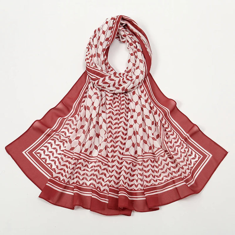 Hot Arab Chiffon Scarf Women Muslim Hijab Islamic Scarves Shawl Printed Arab Long Prayer Scarf Breathable Uae Plaid Long Scarf - Lena & Miles Exquisite Boutique LLC.