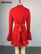 CM.YAYA Women O-neck Long Flare Sleeve Ruff - Lena & Miles Exquisite Boutique LLC.