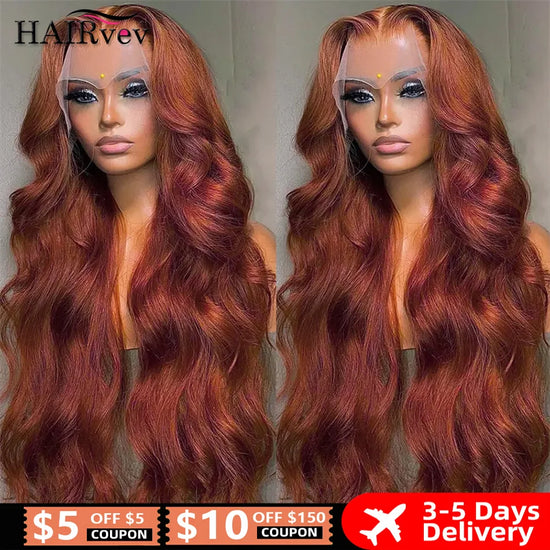 100% Brazilian Reddish Brown 13x4 13x6 HD Lace Front Wigs Human Hair Body Wave Colored Lace Frontal Wig Woman Pre Plucked Sale