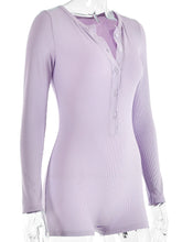 Sibybo Basics Ribbed Playsuit Casual Long Sleeves Button Top Fashion Solid Color High Waist Skinny Playsuit Autumn Women Clothes - Lena & Miles Exquisite Boutique LLC.