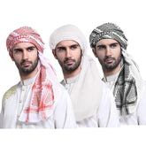 Luxury Design Muslim Men Plaid Print Kerchief Arab Shemagh Dubai Turban Neck Wrap Keffiyeh Arabic Middle East Headcover Shawl - Lena & Miles Exquisite Boutique LLC.