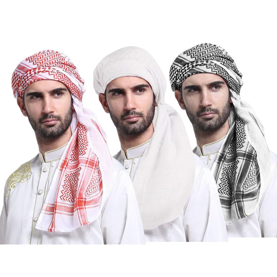 Luxury Design Muslim Men Plaid Print Kerchief - Lena & Miles Exquisite Boutique LLC.
