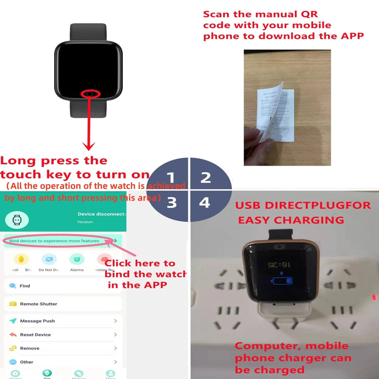 Smart Watch For Women Men Wristwatch Bluet - Lena & Miles Exquisite Boutique LLC.