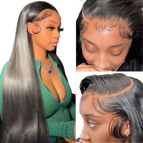 Straight HD Transparent Lace Front Wigs Human Hair 13x6 for Black Women Glueless Brazilian Virgin Frontal Hairline Black wigs