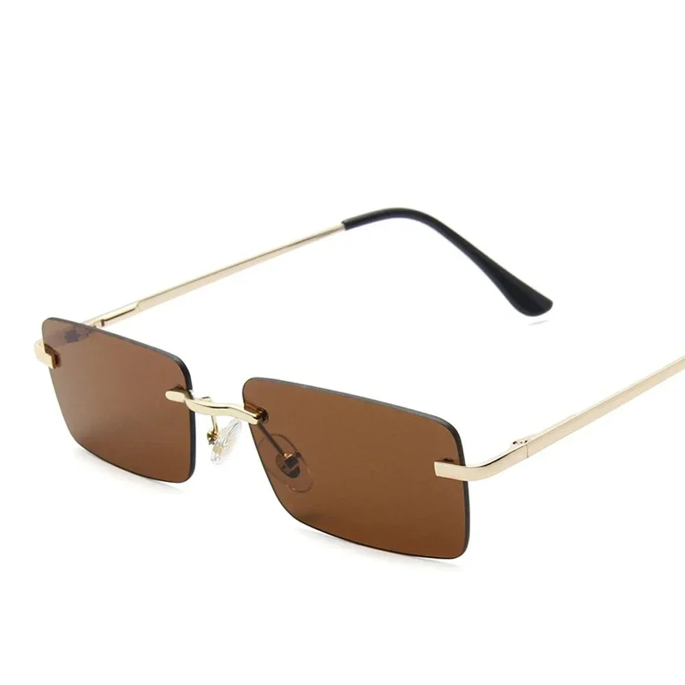 Rimless Rectangle Sunglasses Women UV400 Driving Sun Glasses Men Clear Color Summer Accessories Square Small Size - Lena & Miles Exquisite Boutique LLC.