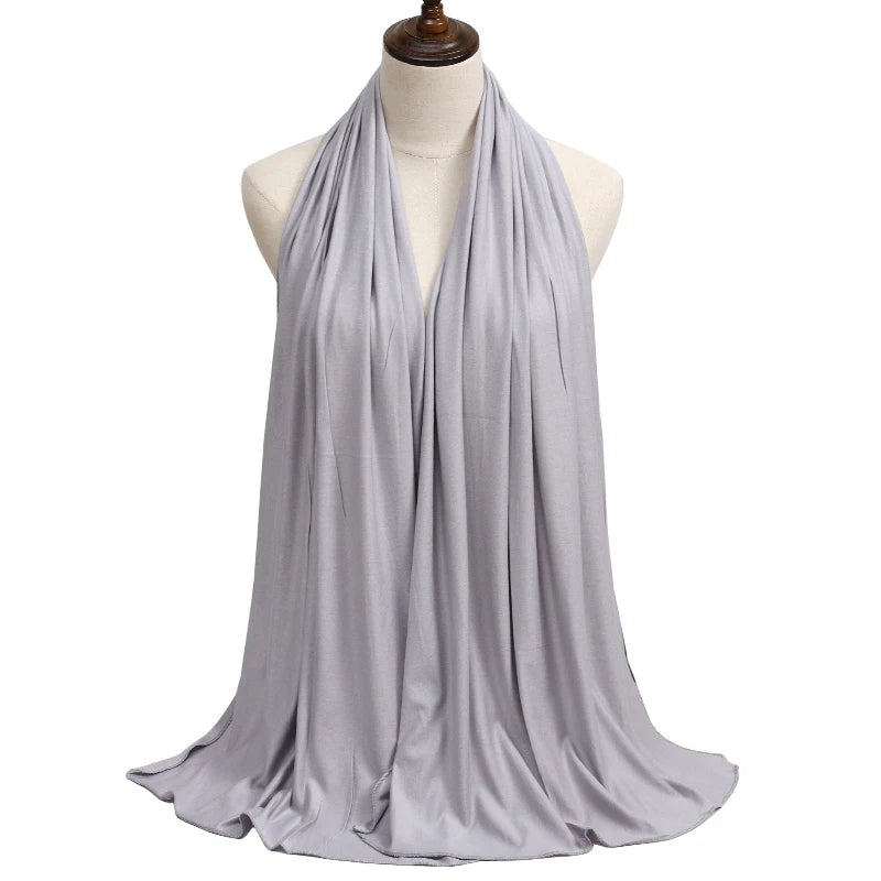 2023 New Modal Cotton Jersey Hijab Scarf Long Muslim Shawl Plain Soft Turban Tie Head Wraps For Women Africa Headband 170x60cm - Lena & Miles Exquisite Boutique LLC.