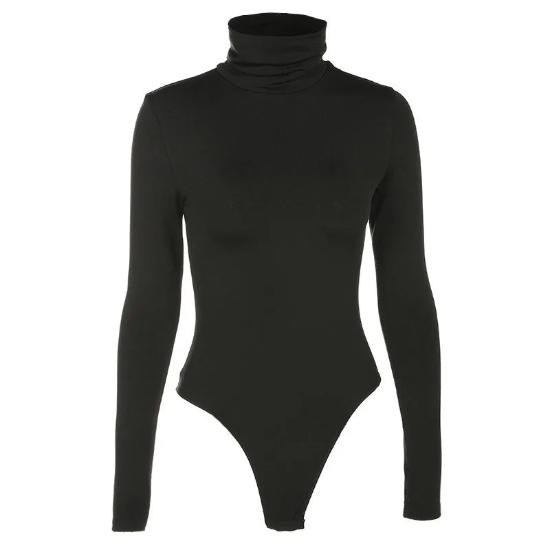 Women Black Long Sleeve Bodysuit Autumn Winter Turtleneck Bodysuits Womens Sexy Bodycon High Waist Romper Body Femee - Lena & Miles Exquisite Boutique LLC.