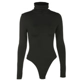 Women Black Long Sleeve Bodysuit Autumn Winter Turtleneck Bodysuits Womens Sexy Bodycon High Waist Romper Body Femee - Lena & Miles Exquisite Boutique LLC.