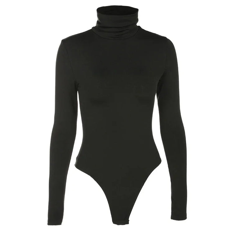 Women Black Long Sleeve Bodysuit Autumn Winter Turtleneck Bodysuits Womens Sexy Bodycon High Waist Romper Body Femee - Lena & Miles Exquisite Boutique LLC.