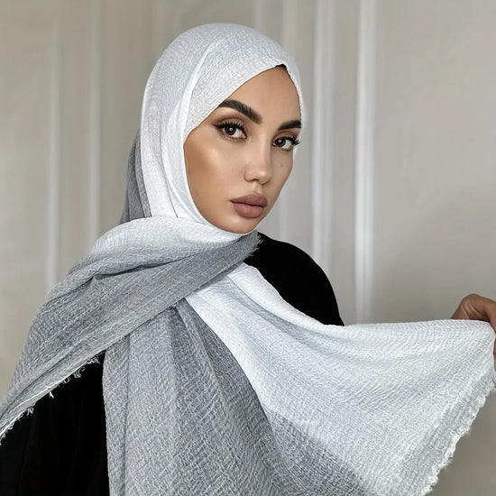 Two Color Crinkle Gradient Color Hijab Tie - Lena & Miles Exquisite Boutique LLC.