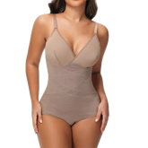 Women Tummy Control Body Shaper Mesh Slimming Waist Briefs Bodysuit V Neck Body Shaper Butt Lifter Smooth Body with Built in Bra - Lena & Miles Exquisite Boutique LLC.